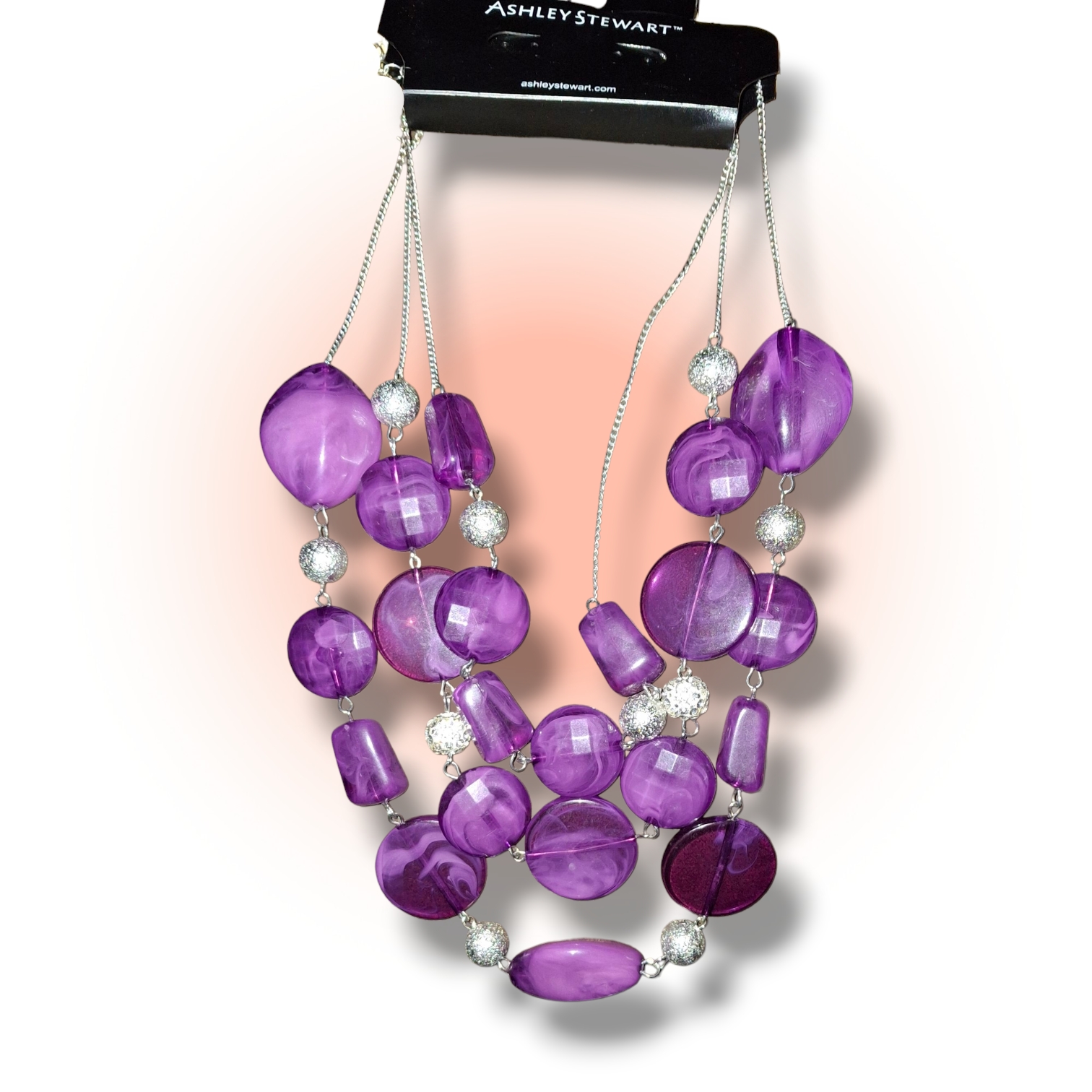 Ashley Stewart Purple Beaded Necklace 17$